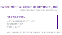 Orthopaedic medical group of riverside, inc.